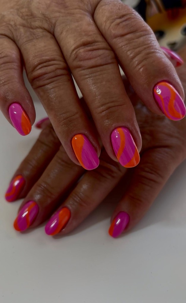 Motif rose et orange